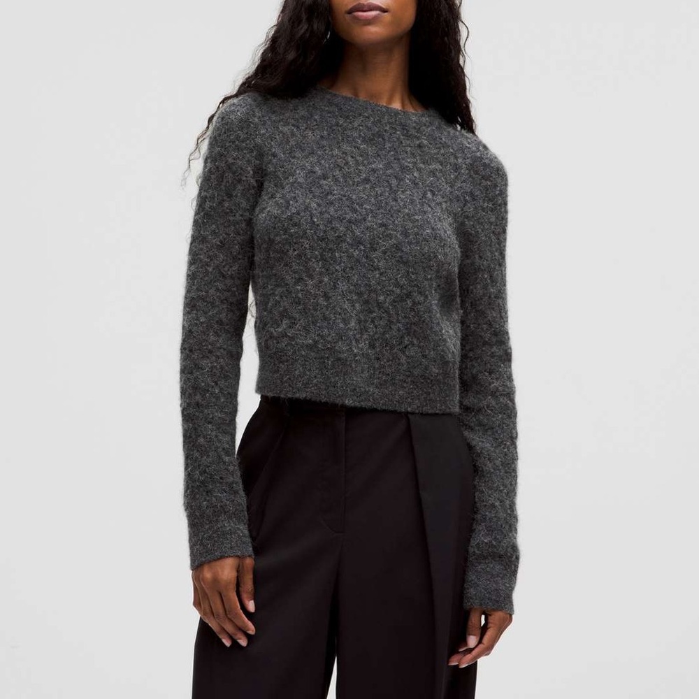 Lululemon Alpaca Wool-Blend Crosshatch Sweater in Heathered‎ Black
